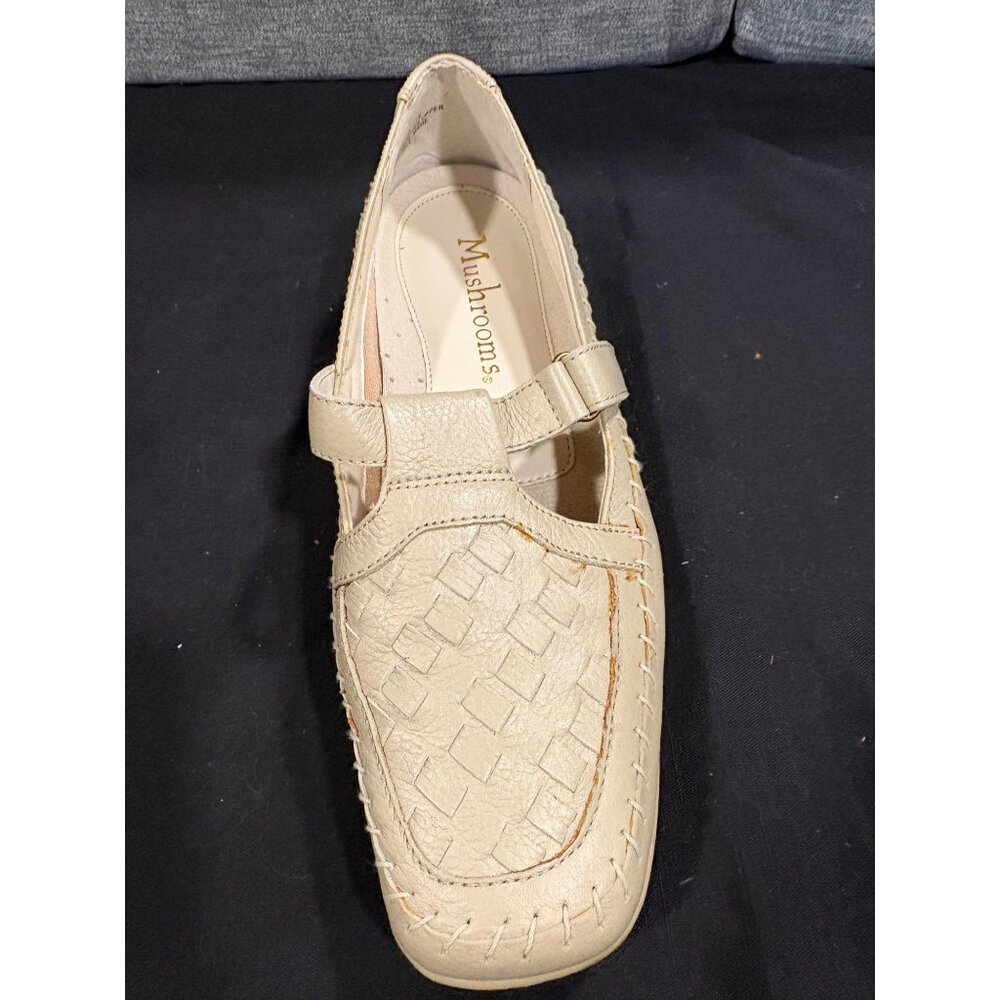 Mushrooms Womens Beige Genuine Leather Loafers Size 8M Mary Jane - Picture 7 of 10
